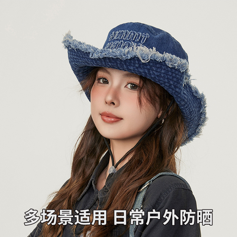 Western Cowboy Hat Women's Summer Large Brim Sun Protection Hat Versatile Basin Hat Outdoor Mountaineering Fishing Fisherman Hat