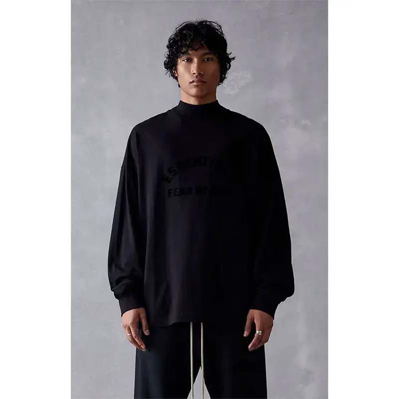 2023Ss Black Core Long-Sleeved T-Shirt Silicone Printing Essentials Trendy Brand T-Shirt Cross-Border Hot Sale