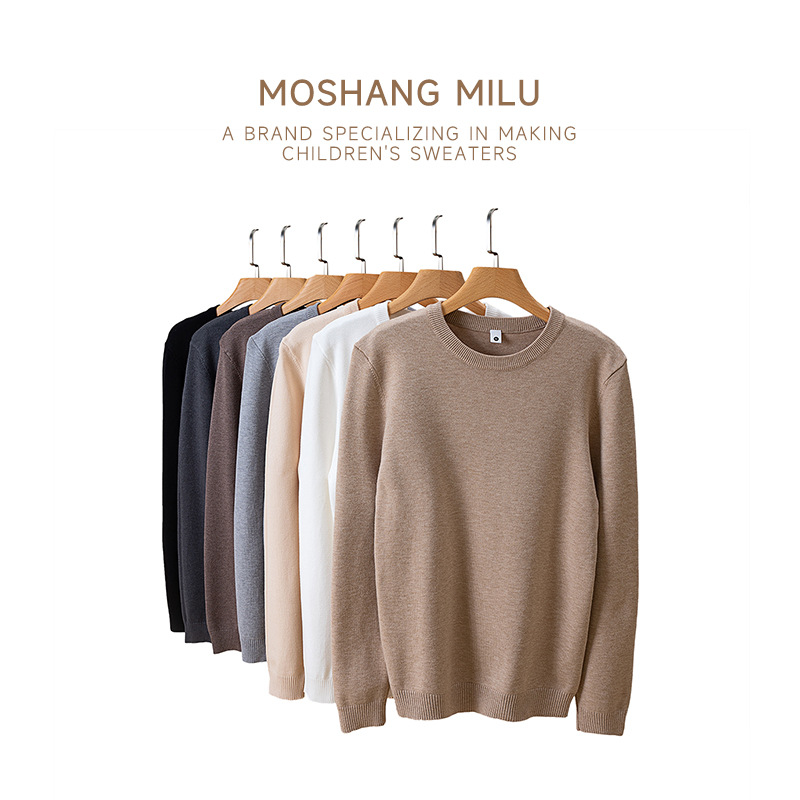 2025 Autumn/Winter Men's Pullover Non-Iron Sweater Round Neck Base Shirt Slim Fit Japanese Simple Style Knitwear Foto QC de 1688 na Qualit.ly