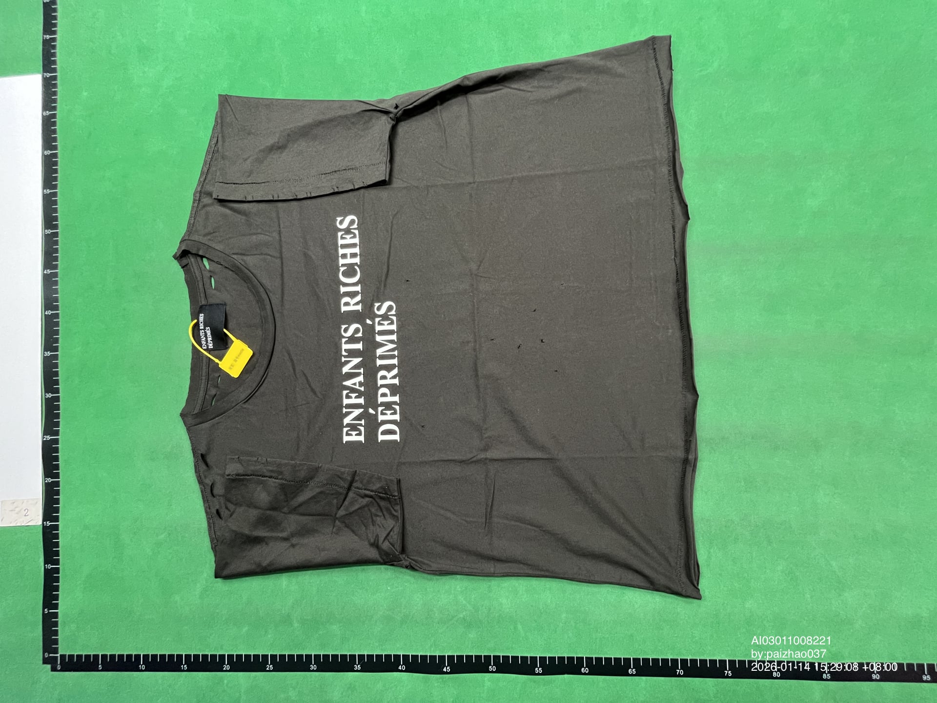 [Classic Work] Erd24 Melancholic Rich Second-Generation Printed Short Wide Distressed Washed Boxy Black Slogan Short Sleeve T-Shirt QC