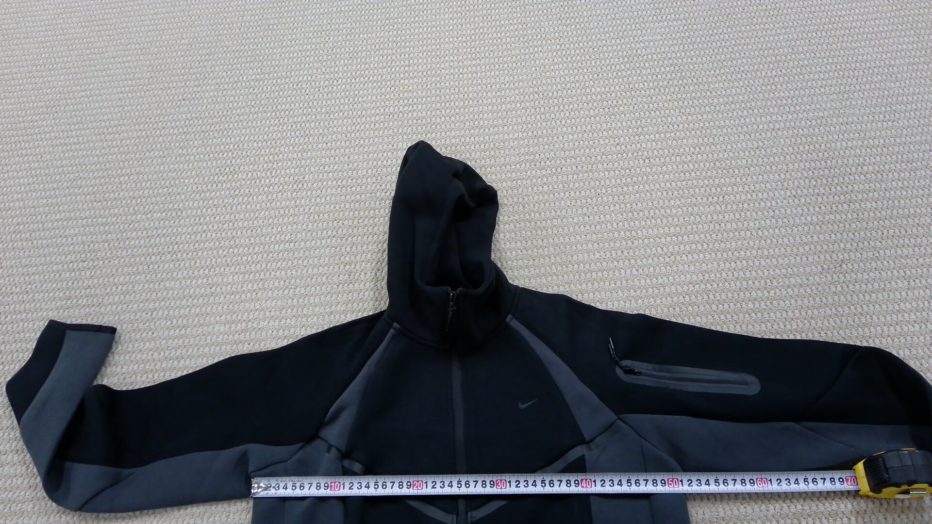 Left Hook down V-Neck Sleeve Vertical Zipper Two-Tone Zipper Hoodie Set 88031612 QC