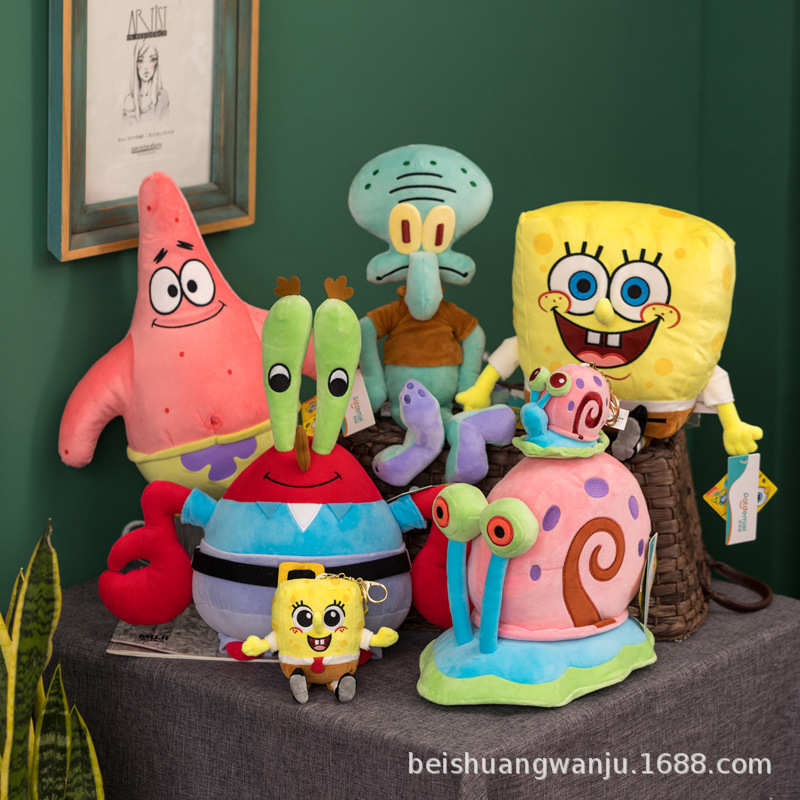 Cute Genuine Spongebob Doll Pendant Patrick Star Plush Toy Pillow Squidward Doll Little Snail