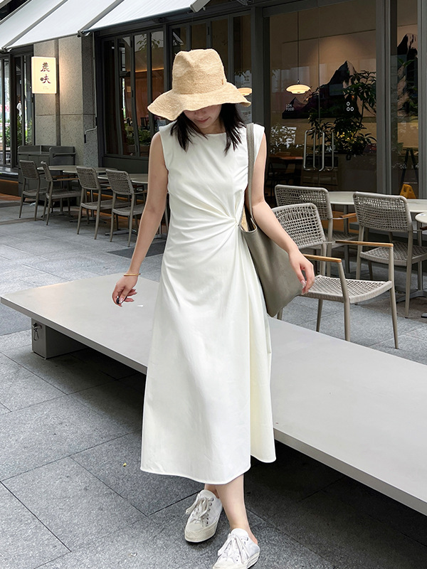 Women's Summer Dress with a High-End Feel, Standard Fit, Wrap-Style Knot Dress, Black and White, 2026 Summer Dress