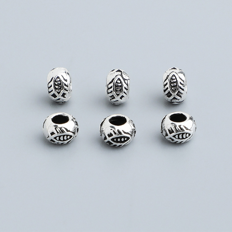 S925 sterling silver small fish beads DIY woven bracelet necklace fishbone pattern wheel beads loose beads jewelry accessories materials