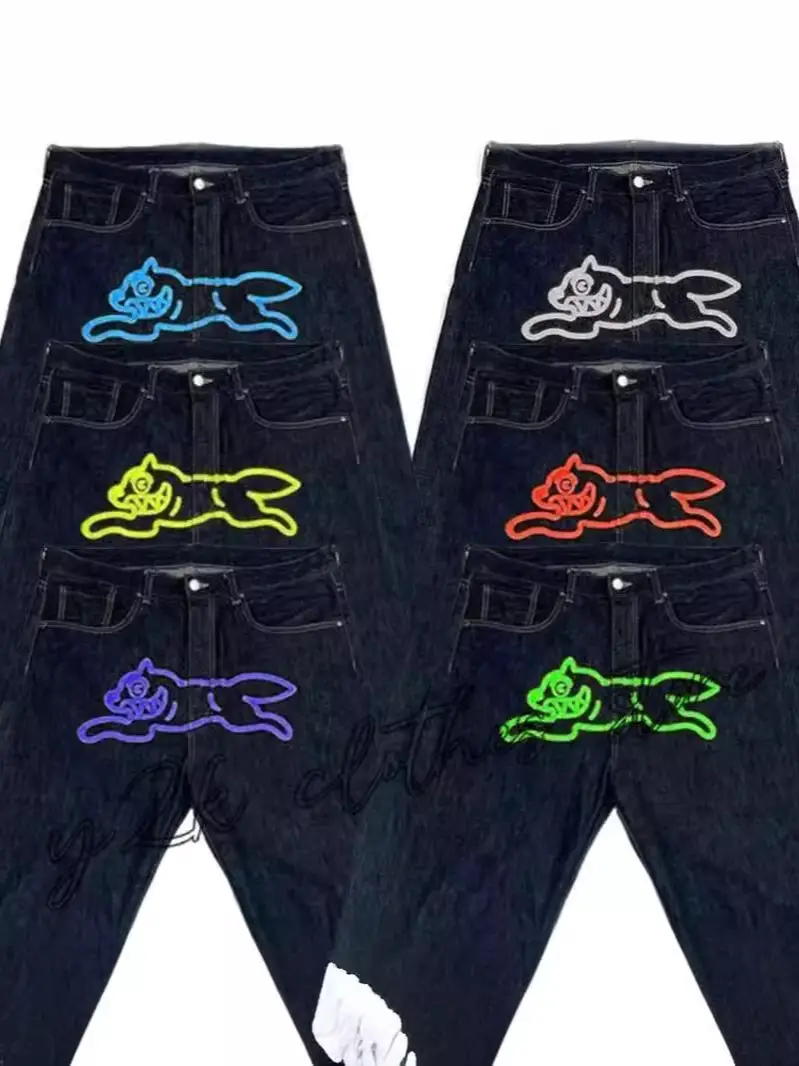 Y2K Jeans Men's Harajuku Hip Hop Dog Graphic Print Loose Jeans New Harajuku Punk Rock Wide Pants