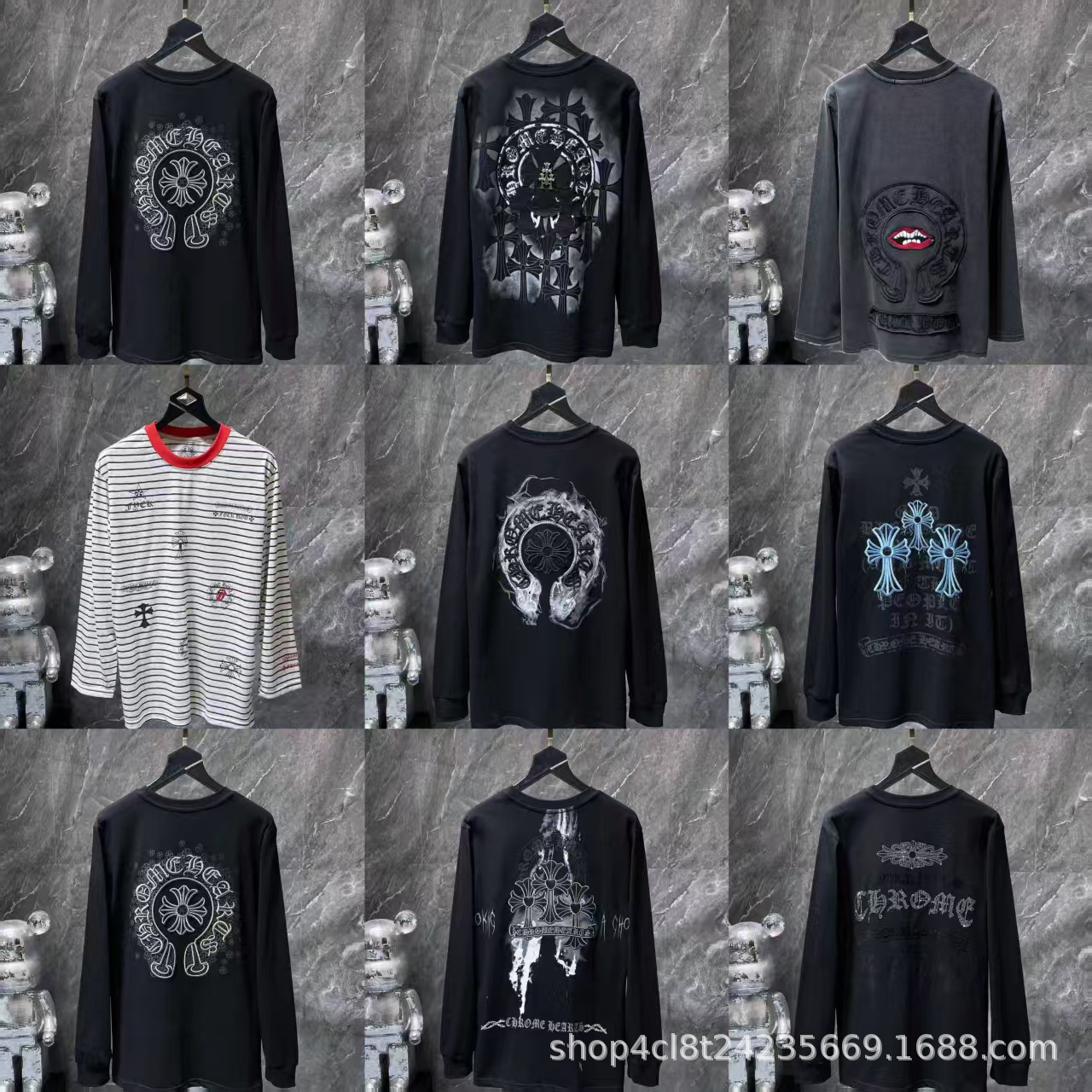 Chrome Heart High-Quality Double-Yarn Pure Cotton Unisex Printed Long-Sleeve T-Shirt Collection Factory