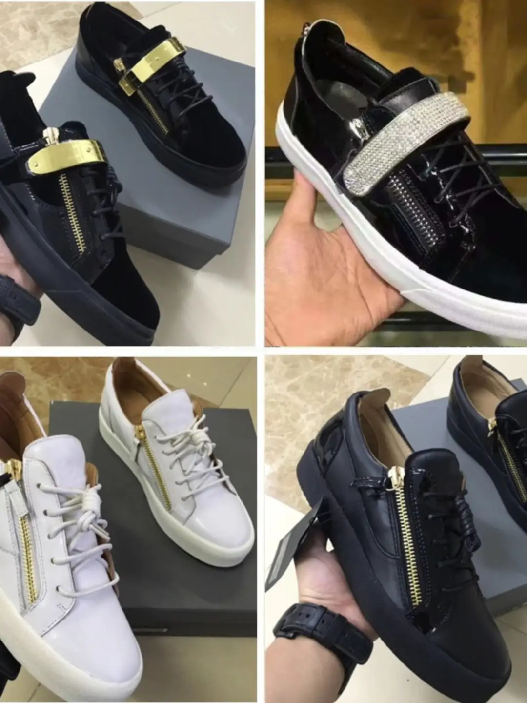 Foreign trade factory tooth sole GZ men's shoes low top zipper thick sole show height women's shoes genuine leather velvet casual trendy cool board shoes