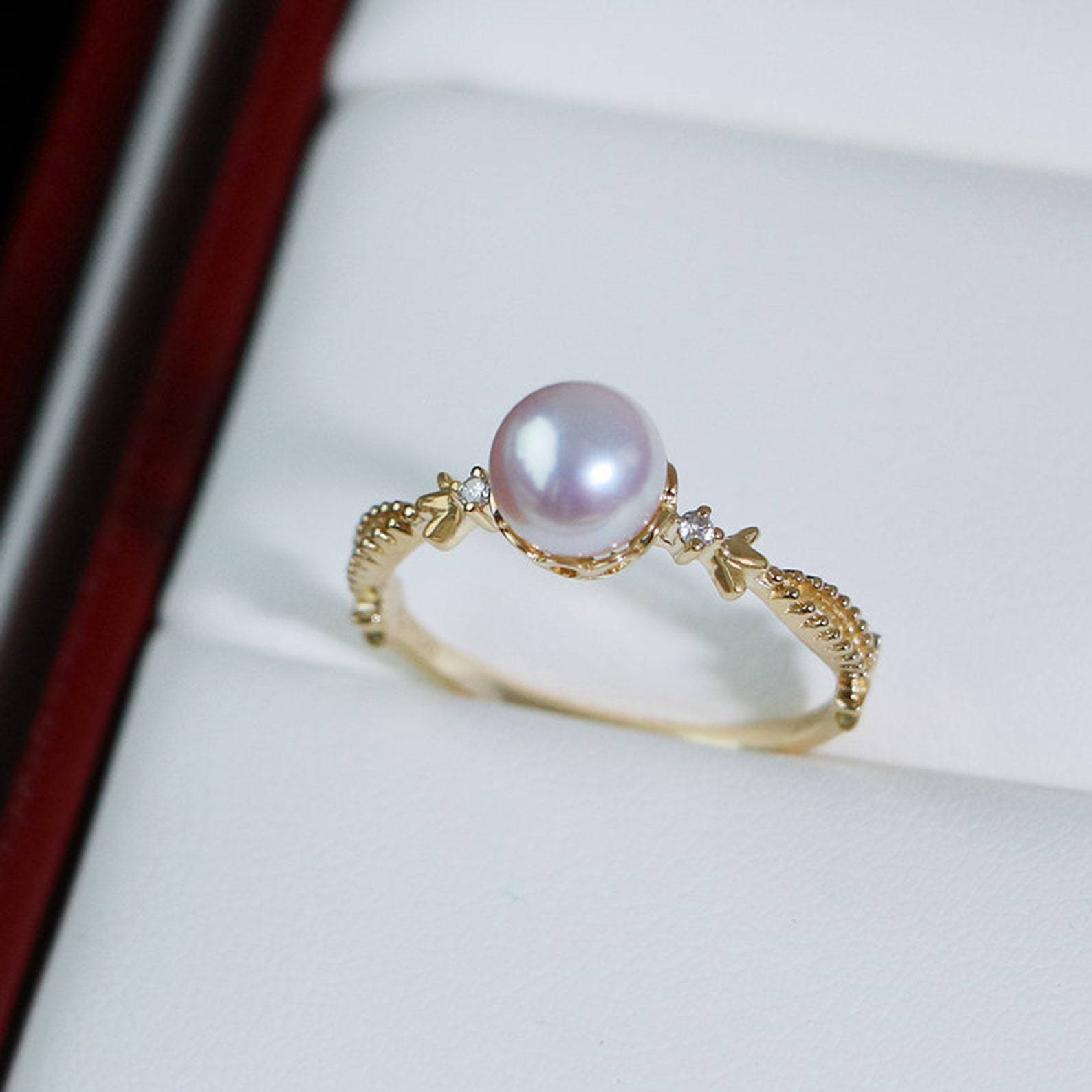 S925 Imitation Pearl Japanese Style Akoya Same Style Ring Niche Design Literary Retro High-End Ring Hand Jewelry for Women