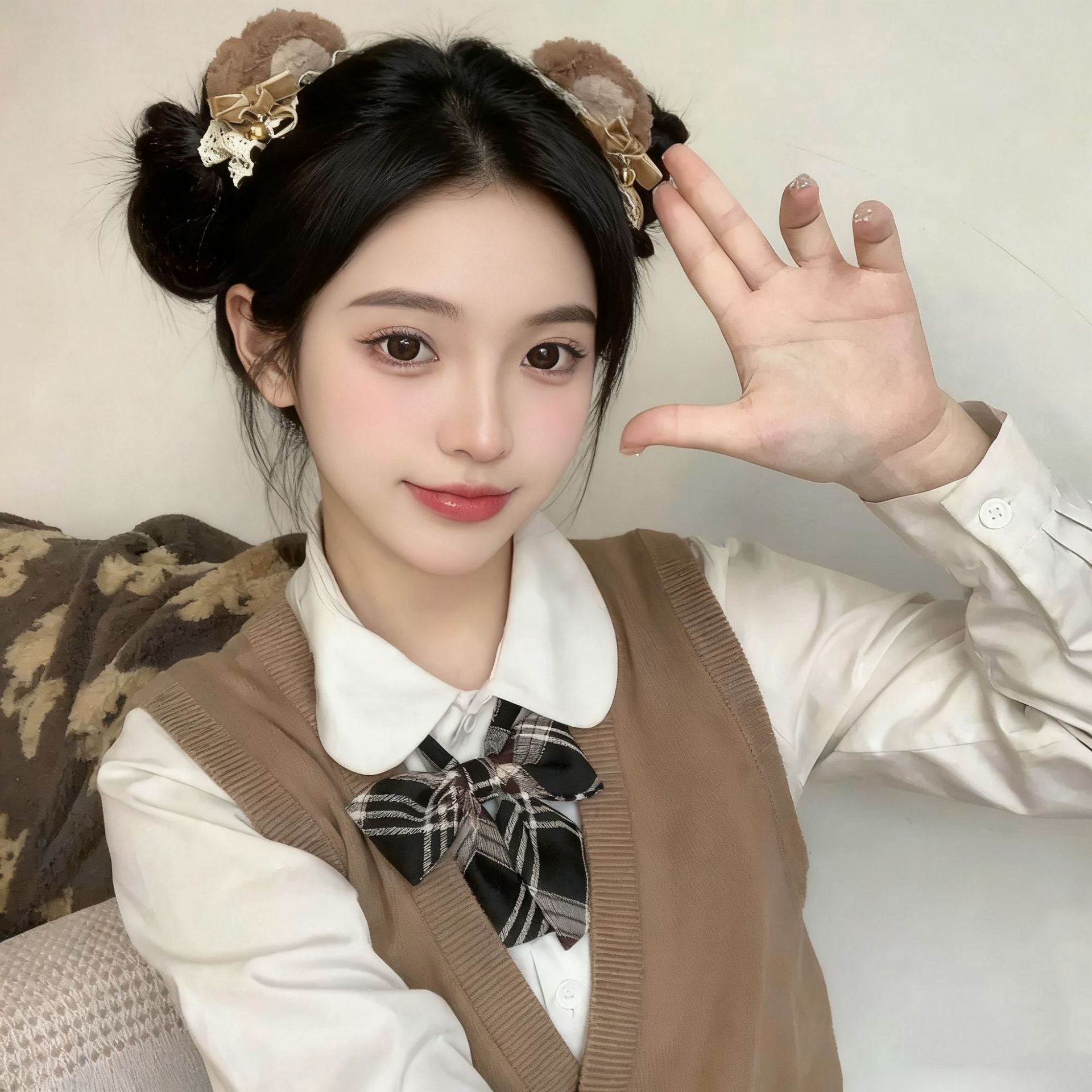 Fresh Lolita bear ears cat ear hairpin side clip handmade cute girl Bell All-match clip hair accessories