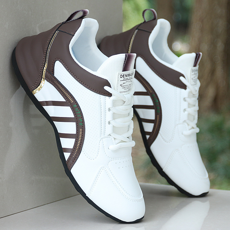 Men's Spring New Leather Waterproof Sole Sports Shoes Men's High-End Soft Sole Casual Dad Trendy Shoes Cross-Border