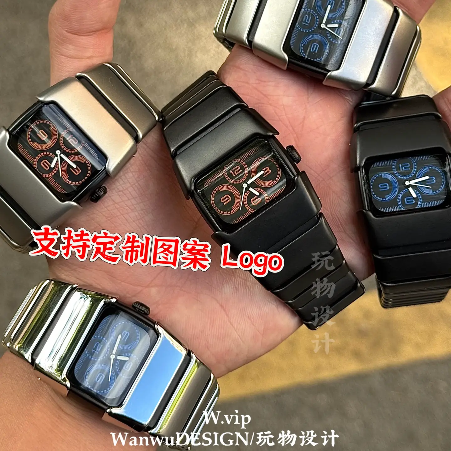 Millennial Y2K Retro Watch Four-Eye Square Gadget Stainless Steel Waterproof 1996 Vintage Style Sports Pointer Watch