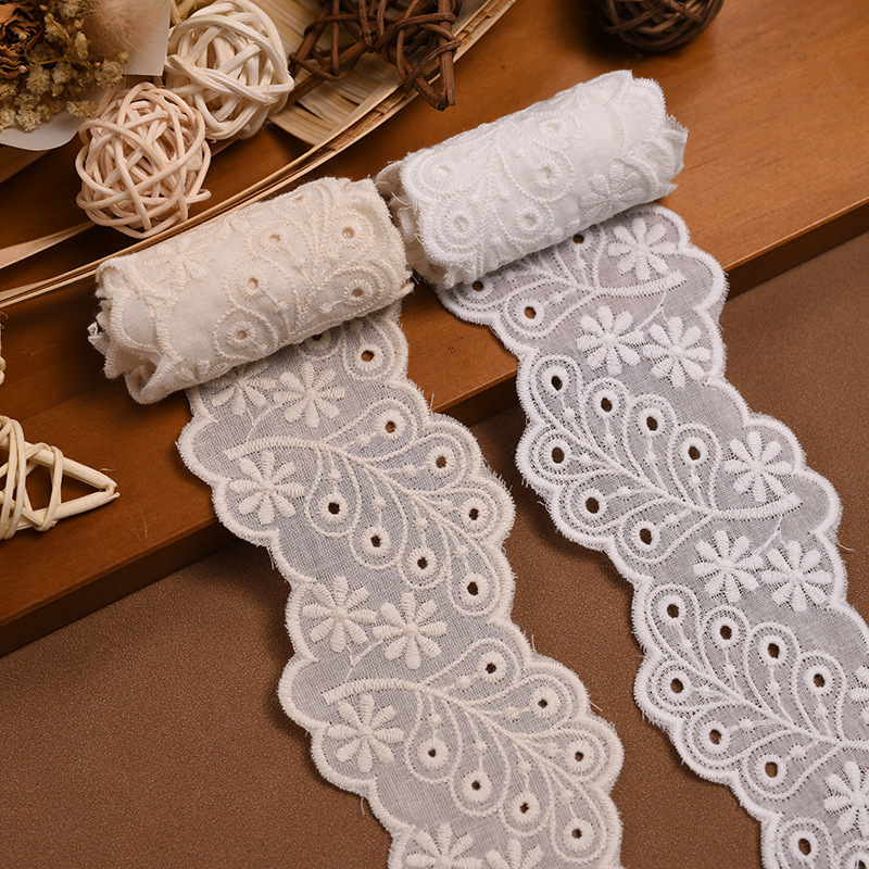 Small dress Princess dress lolita dress lace cotton cloth edge embroidered leaves irregular punching