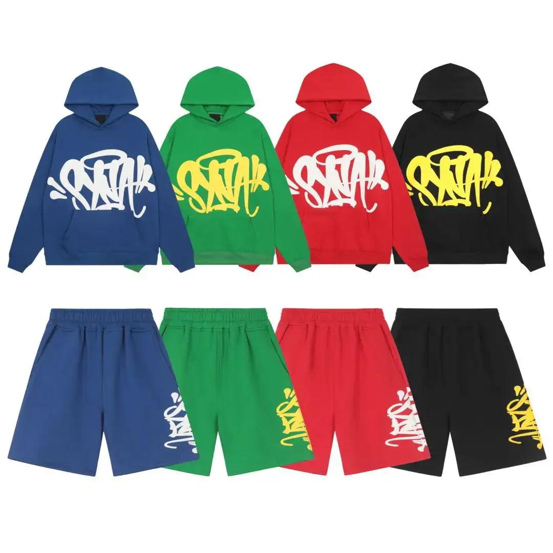 2024 autumn and winter new fashion brand style American hip hop letter printing fleece-lined hooded sweater casual sports suit