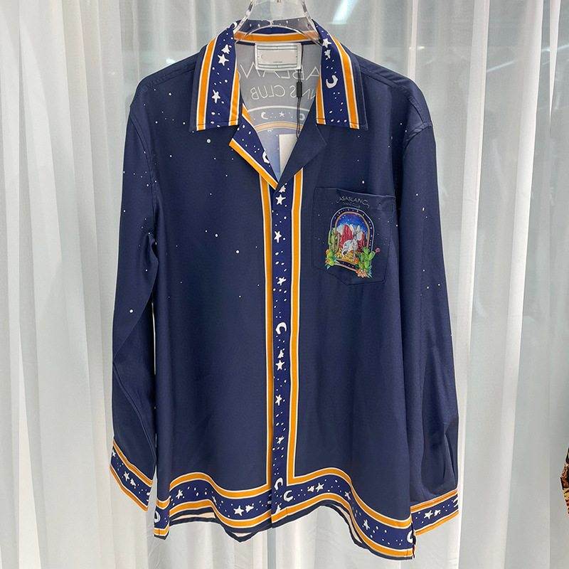 2024 New European and American Trendy Cross-Border Foreign Trade Fashion Casual Youth Popular Digital Printing Men's Long-Sleeved Shirts