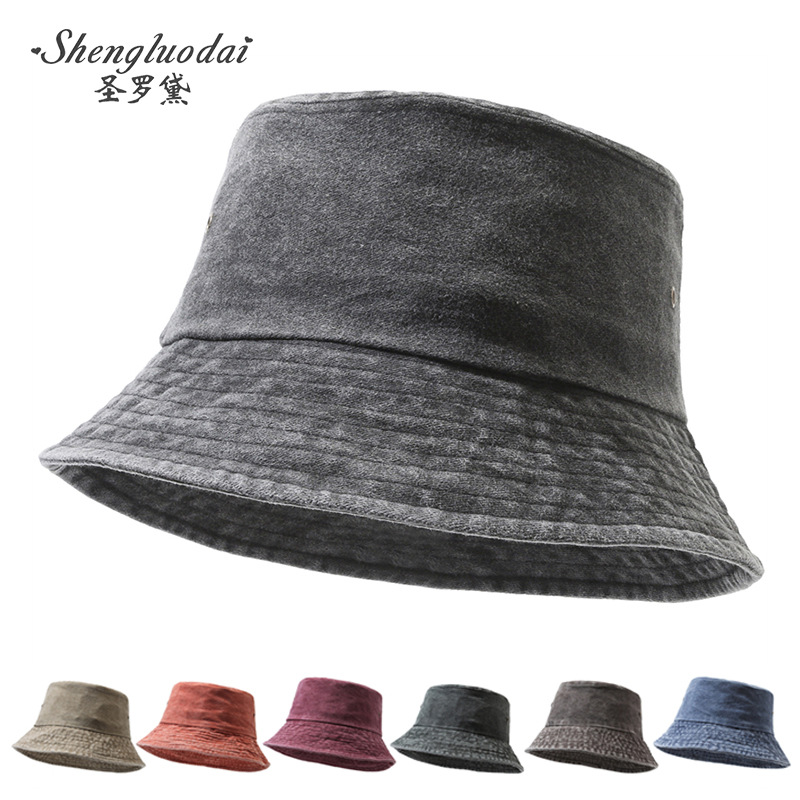 Spring and Autumn Washed Denim Fisherman Hat All-match Sunscreen Sun Hat Couple Men's and Women's Japanese Fashion Light Plate Pot Hat