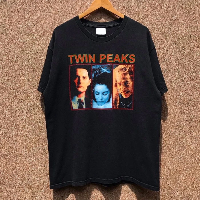 Twin Peaks Shuangfeng Town Paramount American Drama American Vibe Style Heavy Washed Distressed Short-Sleeved T-Shirt QC-foto van TAOBAO op Qualit.ly