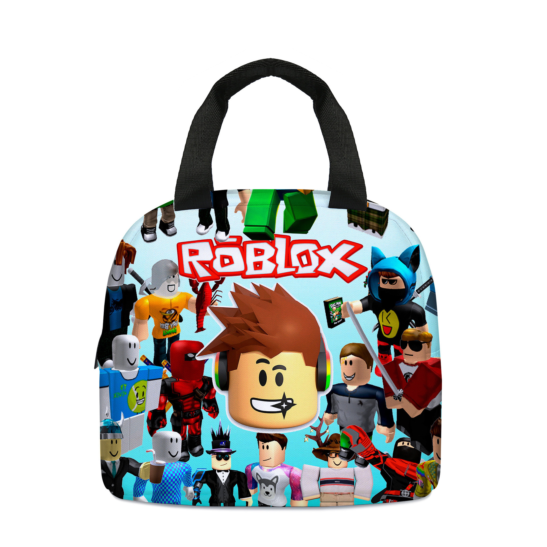 ROBLOX Lunch Bag Rob Loth Student Lunch Box Bag with Meal Handbag Thermal Insulation Bag Aluminum Foil Thermal Insulation Lunch Bag