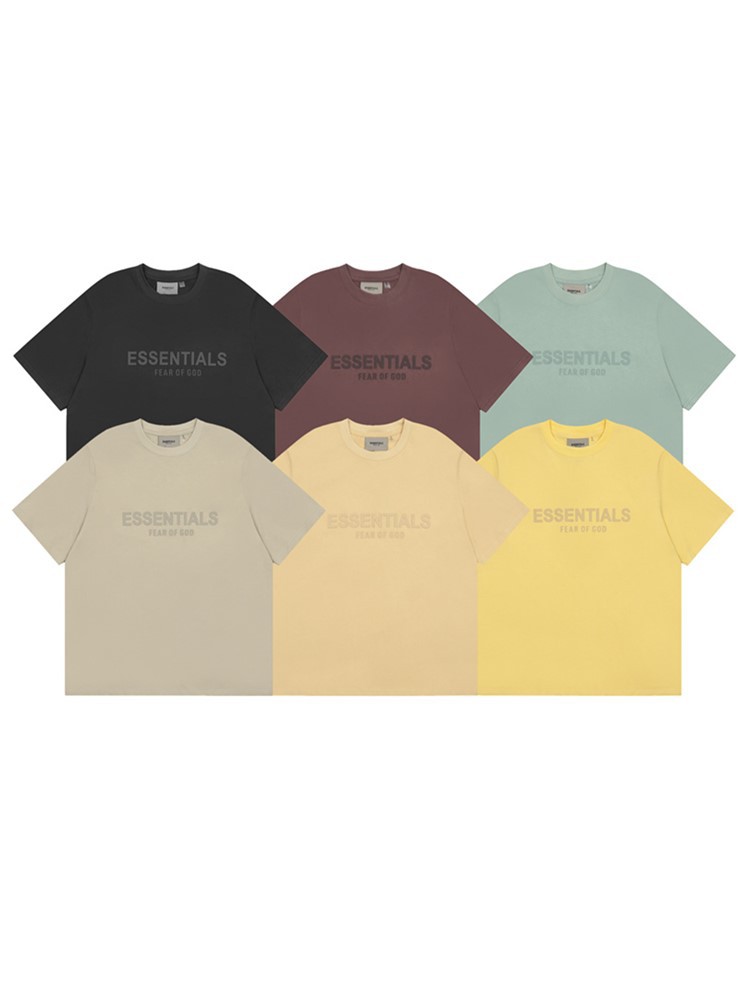 Fog Essentials Season 8 Stereo Silicone Letter Print American Short-Sleeved Summer Couple T-Shirt for Men