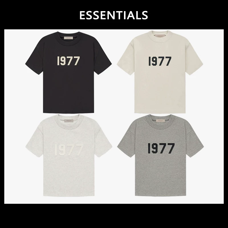 Ningbo Original Factory】Fog Essentials Short-Sleeve Double-Stitched American High Street New Style 1977 Short-Sleeve T-Shirt for Men Trendy