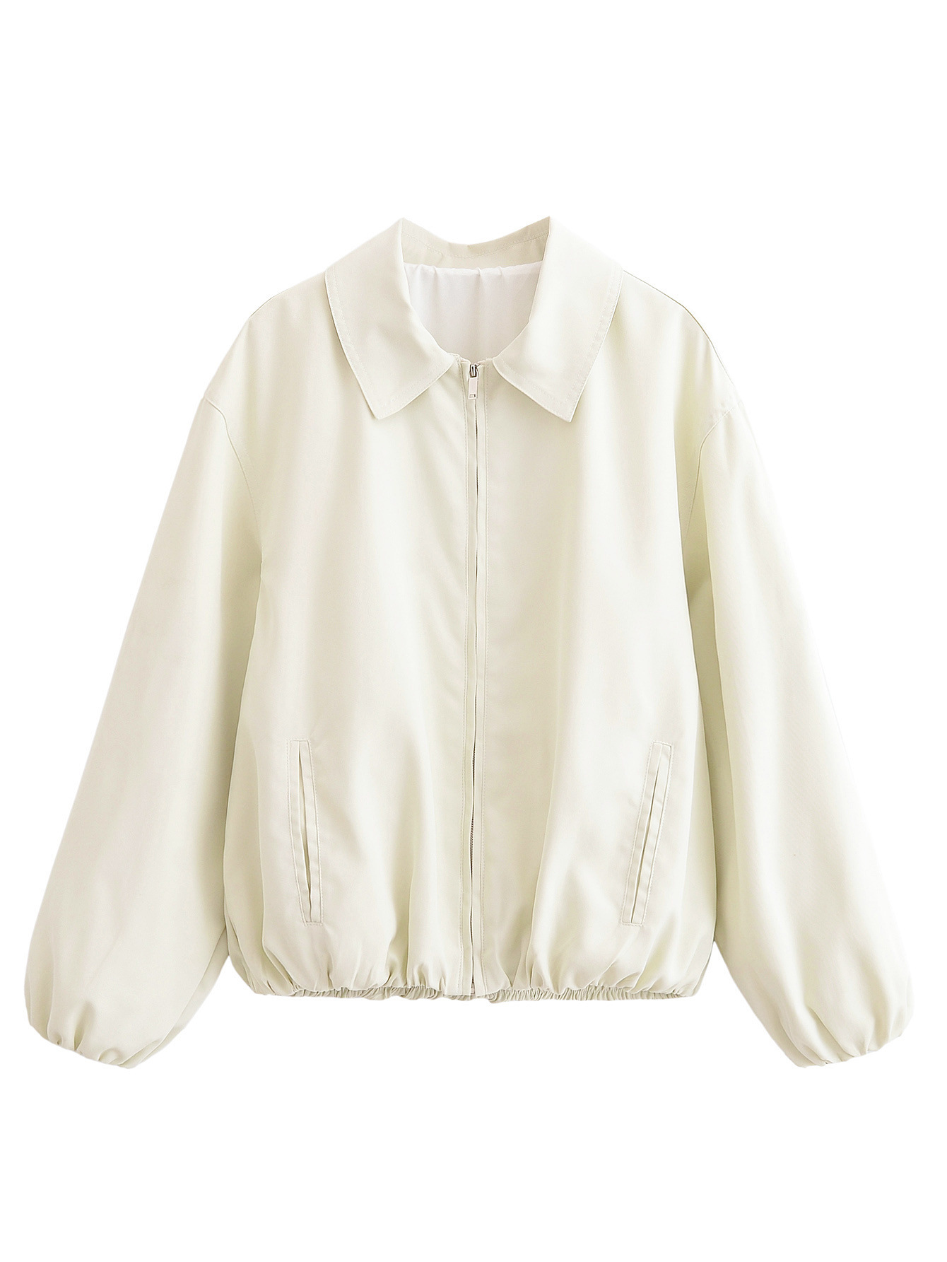 2025 Spring/Summer New Women's Stretch Hem Long Sleeve Turn-Down Collar Elegant Casual Pilot Jacket Versatile Coat
