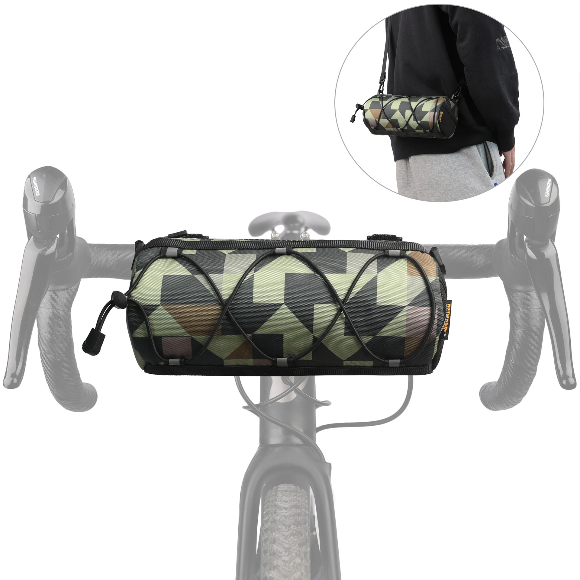 Rhinowalk/rhinoceros stroll multicolor camouflage front bag cylinder handlebar bag diagonal shoulder bag