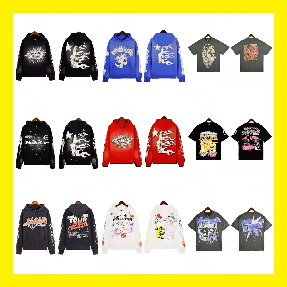 [hell series] fog high street washed old heavy worker head print casual sweater couple dress hoodie