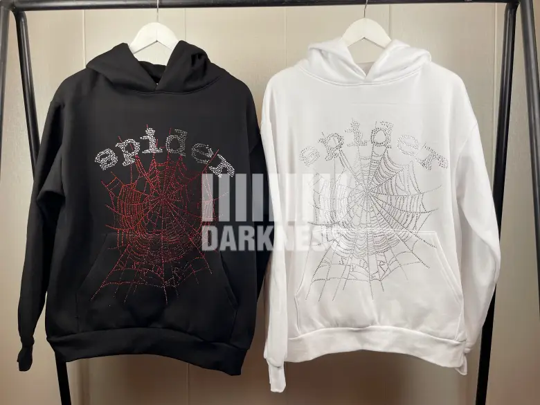 Sp5der Spider Rhinestone Diamond Logo Black Hoodie