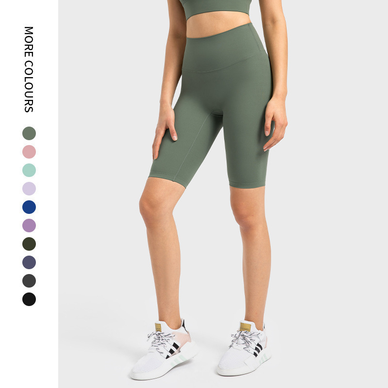 One-piece delivery New style no embarrassment line nude feeling five-point Stretch Slim yoga pants women's running fitness sports shorts