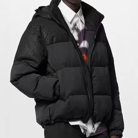 Warm Embossed Dark Pattern Old Flower Classic Hooded Men's Down Jacket Men's feather coat jacket