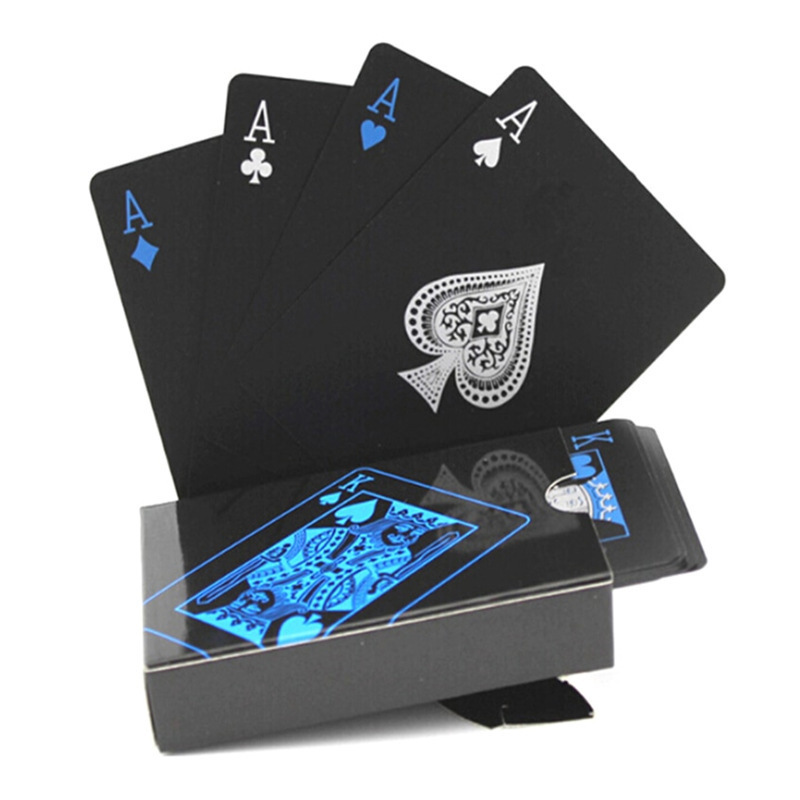 Factory wholesale black plastic playing cards wear-resistant durable plastic pvc waterproof playing cards Home Party Poker