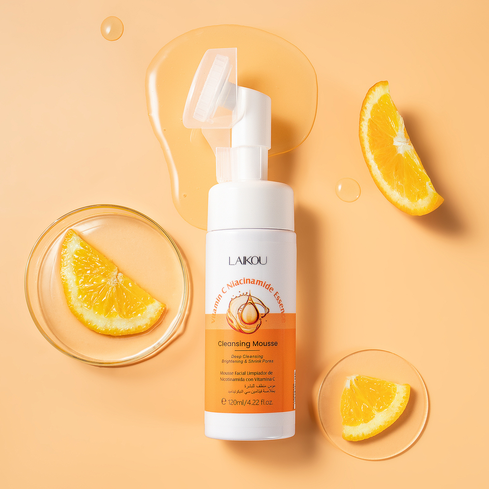 Laikou Vitamin C Niacinamide Cleansing Mousse 120ml New Packaging Facial Care Cleansing Pores Cleansing Wholesale