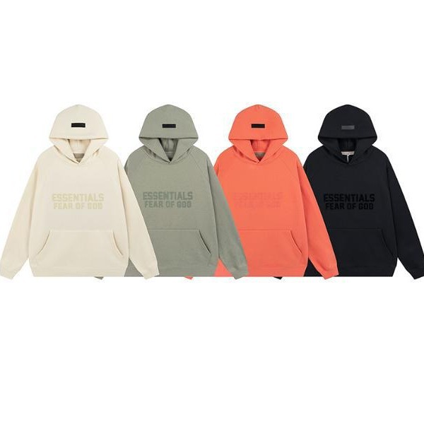FEAR OF GOD double line ESSENTIALS flocking letters men's and women's loose High Street fleece-lined hooded sweater fashion photo QC de 1688 sur Qualit.ly