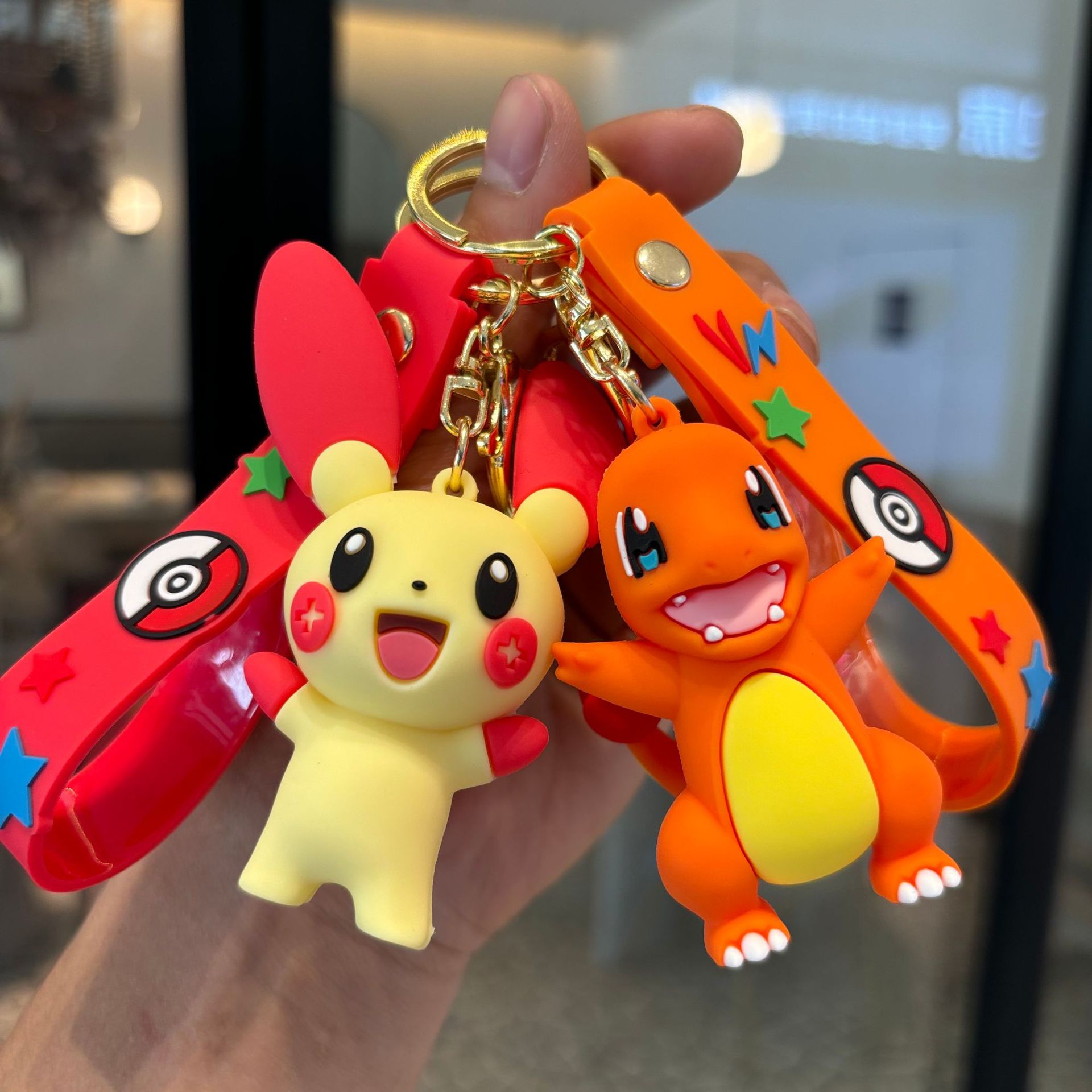 Baokemeng key chain pendant pvc doll key ring car bag pendant Pikachu key chain wholesale