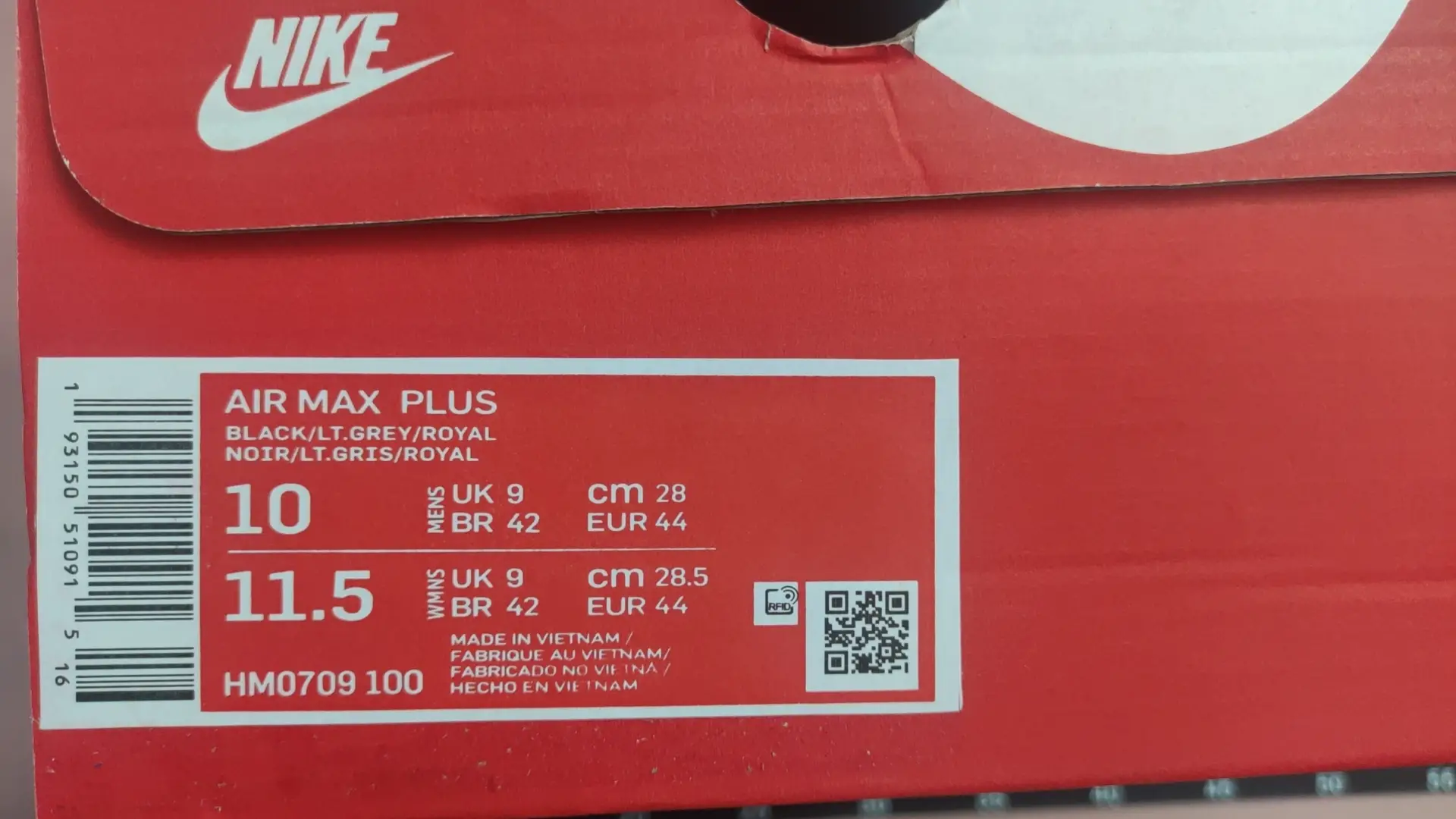 Nike Air Max Plus Black Lt Grey Royal Running Shoes QC