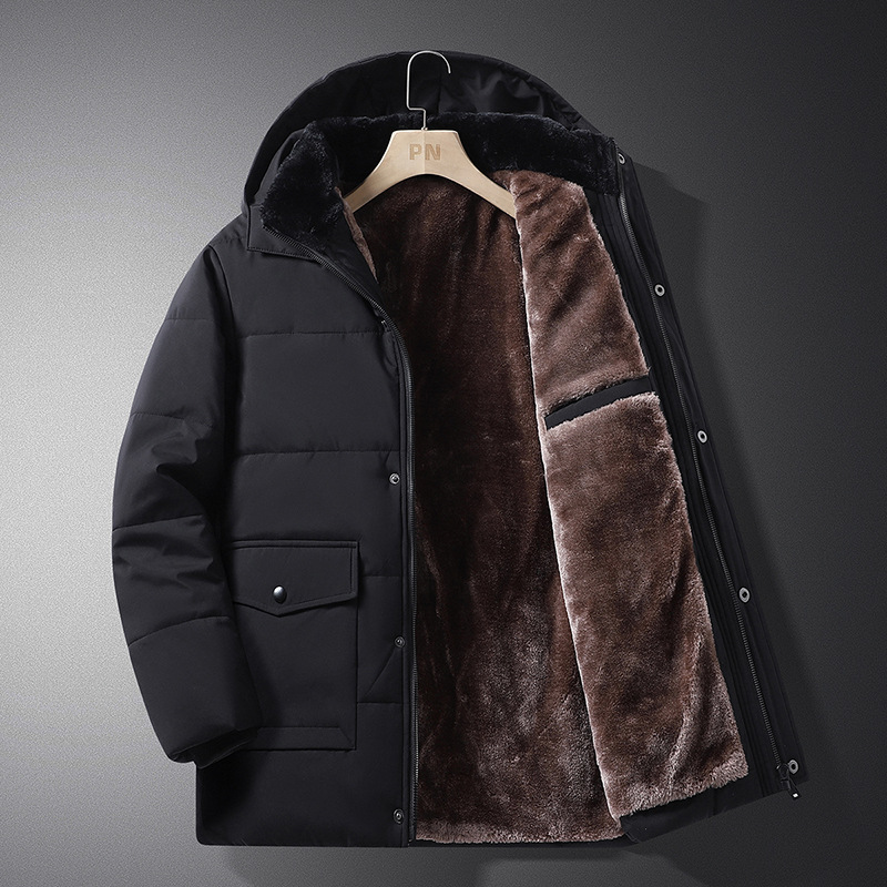 Dad winter coat fleece-lined thickened warm season cotton-padded jacket for middle-aged and elderly men's down cotton-padded jacket grandpa cotton-padded jacket