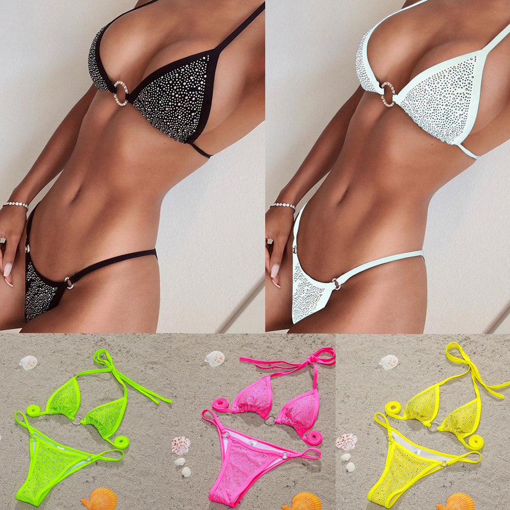 European and American Foreign Trade Cross-Border New Sexy Bikini Diamond-Encrusted Women's Swimsuit Aliexpress Amazon Popular Split Swimsuit