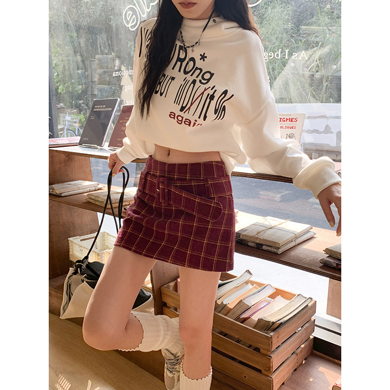 24th ootd College Wear | Early Spring Christmas Red Plaid Skirt A- Line Skirt Pants (Belt Lining)