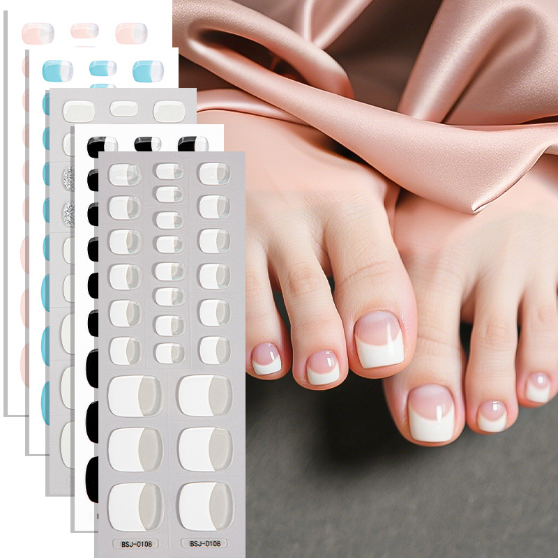 Zhengxiang French Solid Color Semi-cured Gel Foot Nail Paste Semi-baked Nail Polish Toe Whitening Gel Nail Paste