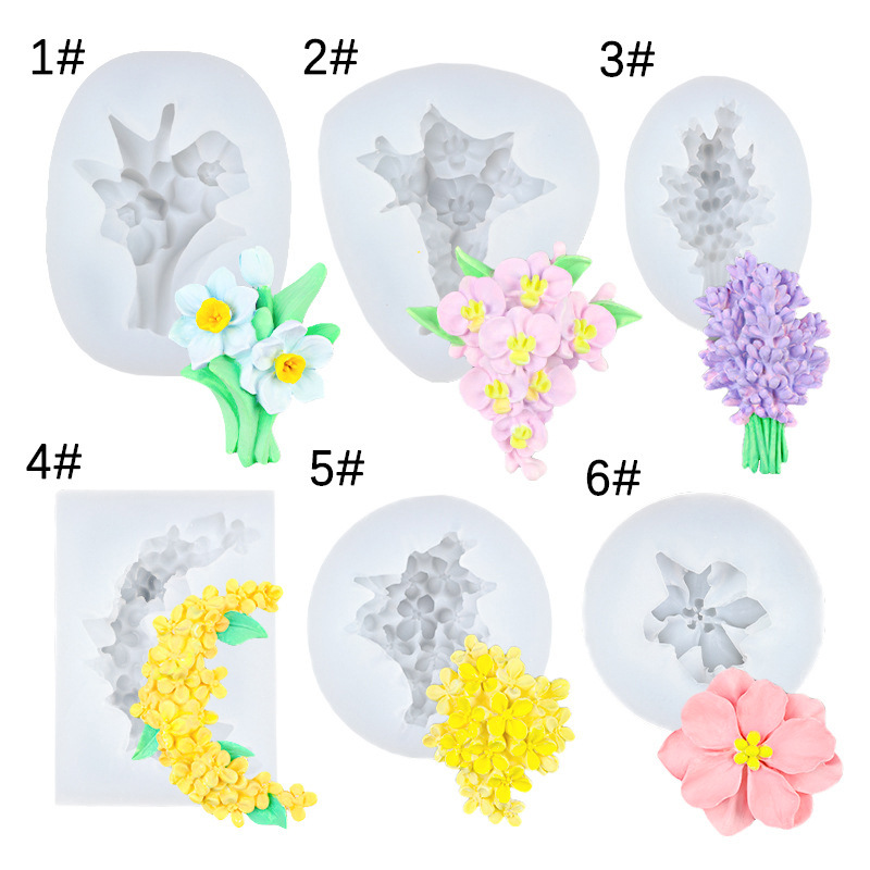 Phalaenopsis Lavender Osmanthus Silicone Mold Handmade Chocolate Fragrant Flower Car Aromatherapy Candle Plaster Decoration