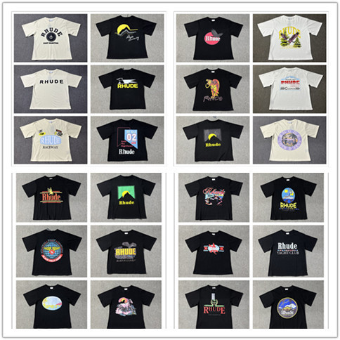 Cross-border Foreign Trade Retro High Street RHUDE Summer Printing LOGO Loose Casual Fashion Collection Short-sleeved T-shirt