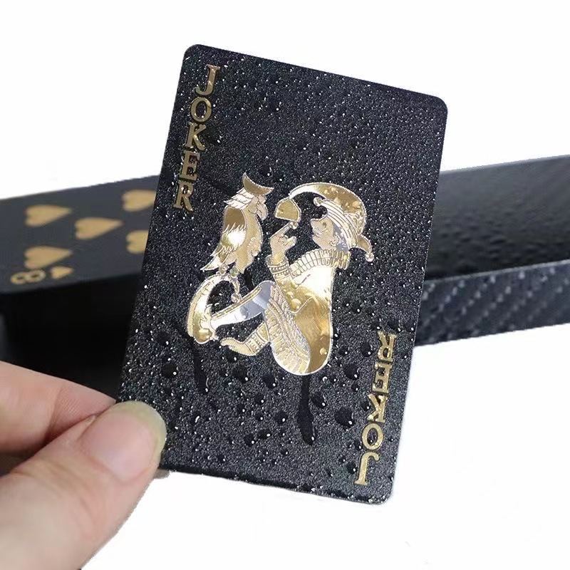 Factory direct black gold playing cards durable waterproof gold foil high-grade playing cards party desktop landlord PVC card
