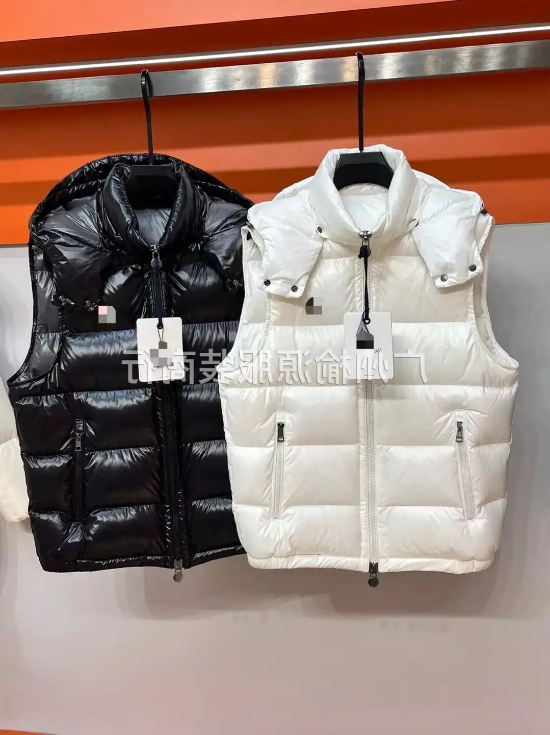 Cross-Border Mongolian Series Same Style Colorful Striped Shiny Hooded Cotton Vest Couple Style Mongolian Colorful Striped Cotton Vest