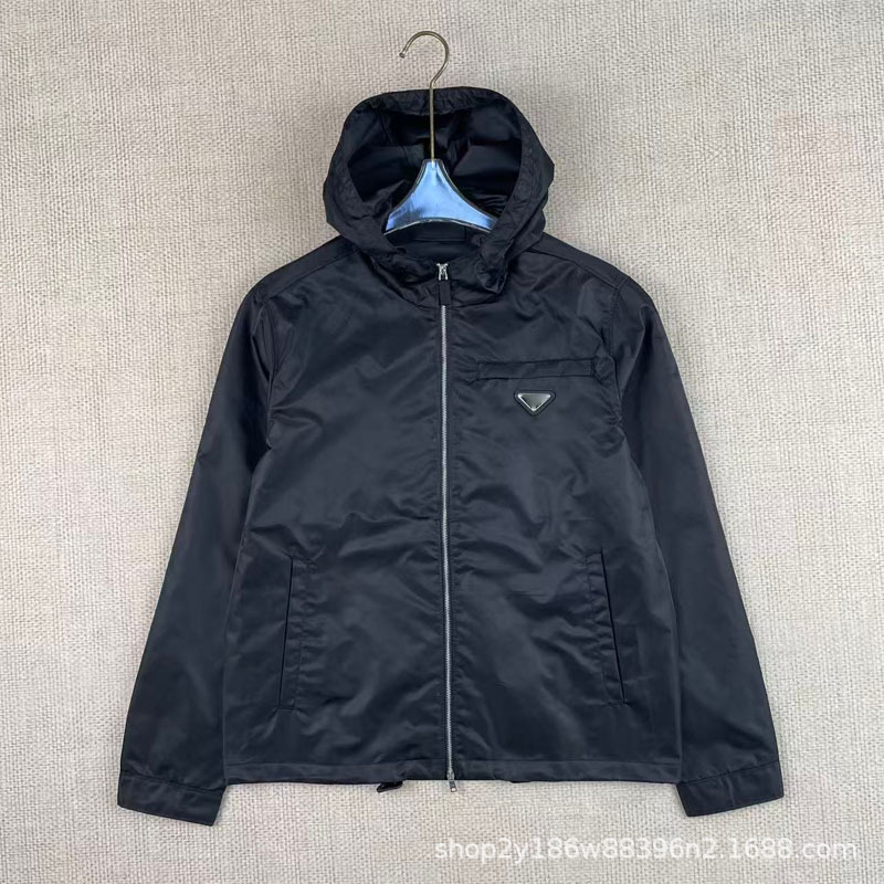 2025 Autumn and Winter New Casual Logo Thin Windproof and Waterproof Men's Hooded Jacket QC-foto från 1688 på Qualit.ly