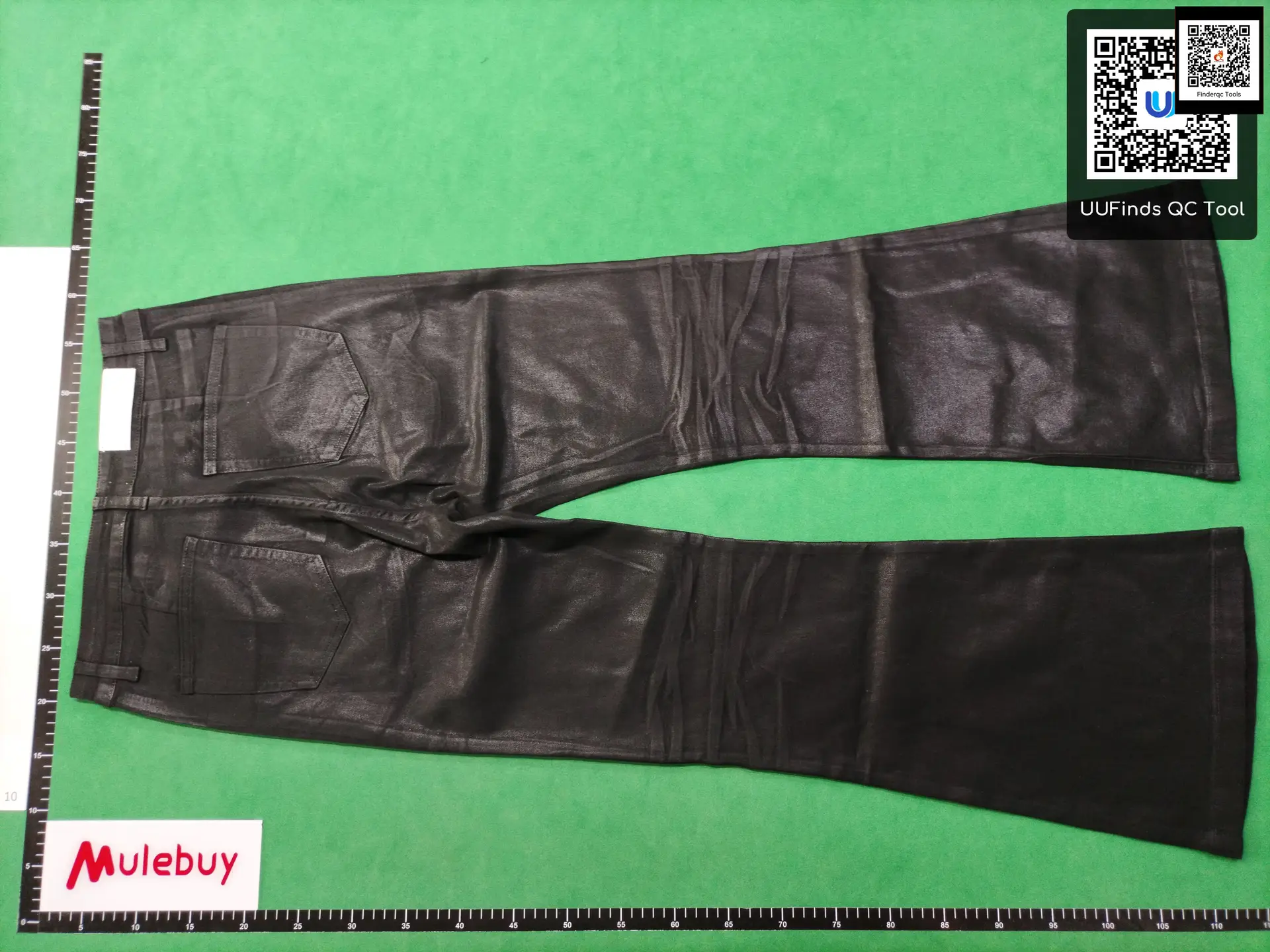 Unique Niche Vinyl-Coated Stacked Micro-Flared Straight-Leg Jeans with Waxed Finish, Casual Black Long Pants, Trendy for Men and Women