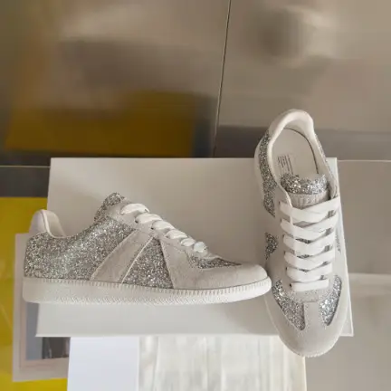 Maison Margiela Replica Glitter Low Top Sneakers Silver