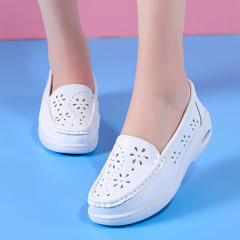 in stock nurse shoes women's soft bottom breathable autumn and summer hollow air cushion white hospital work shoes wholesale a generation of hair