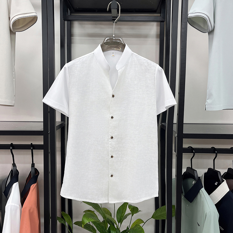 Summer New Style Men's Solid Color Fashionable Casual Comfortable Simple Youth Breathable Lightweight Skin-Friendly Short-Sleeved Shirt
