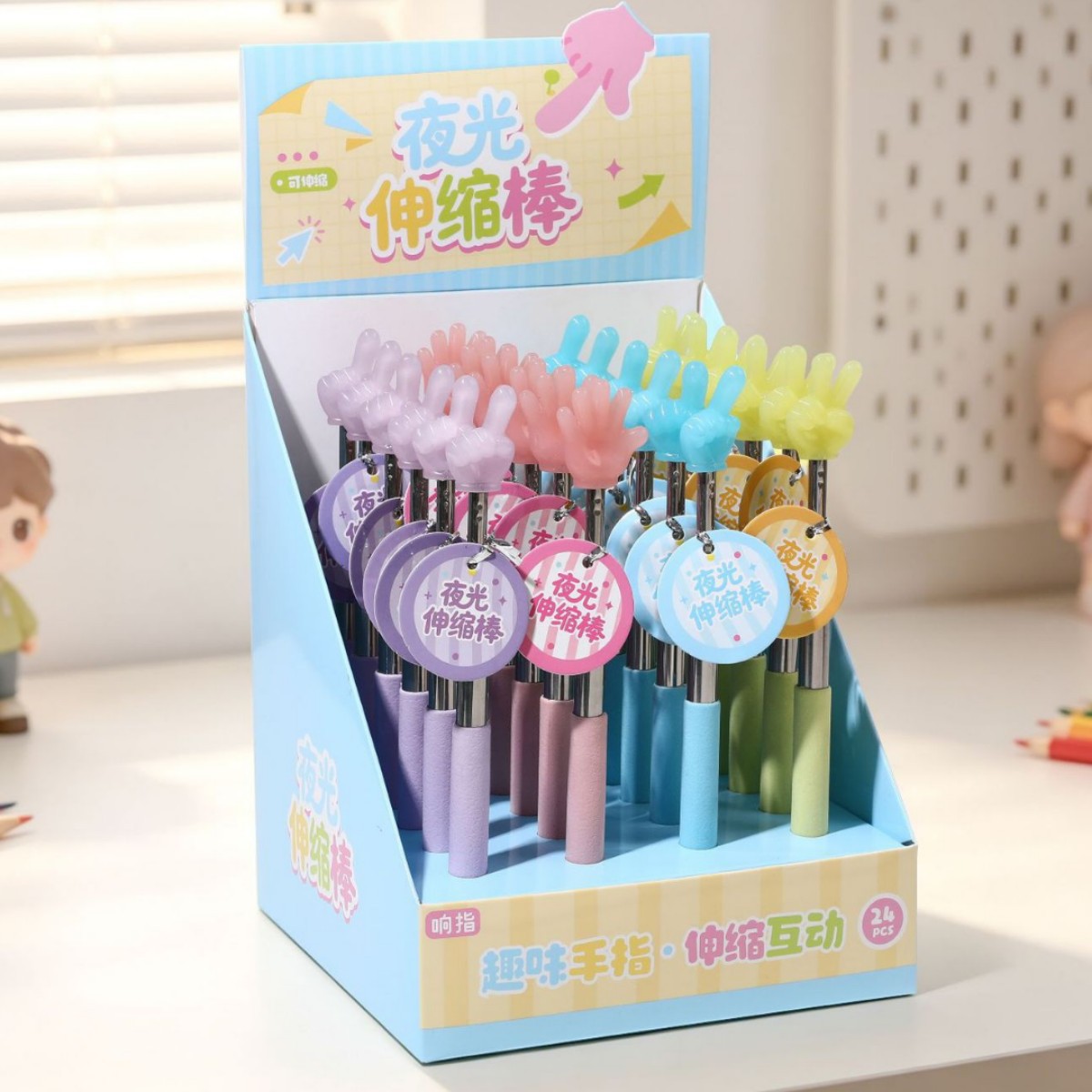 Creative Luminous Retractable Stick with Finger Design, Fun Finger-Shaped Pointer, Children's Interactive Reading Stick, Classroom Teaching Aids Wholesale