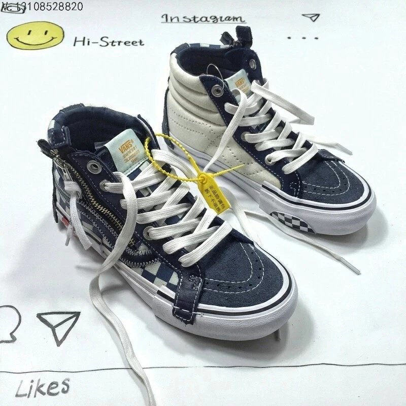 万斯Sk8 Hi 2018拉链接拼高帮滑板鞋