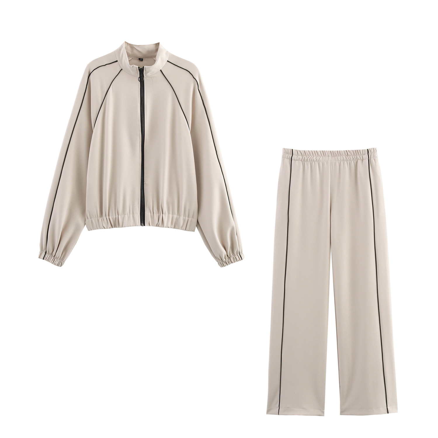 Color-Blocked Trim Bomber Jacket 1165127 Color-Blocked Trim Wide-Leg Pants 1165027 Suit